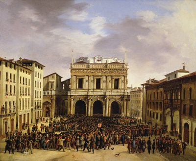 Das Volk von Brescia versammelt sich auf der Piazza della Loggia am 23. März 1849 von Faustino Joli